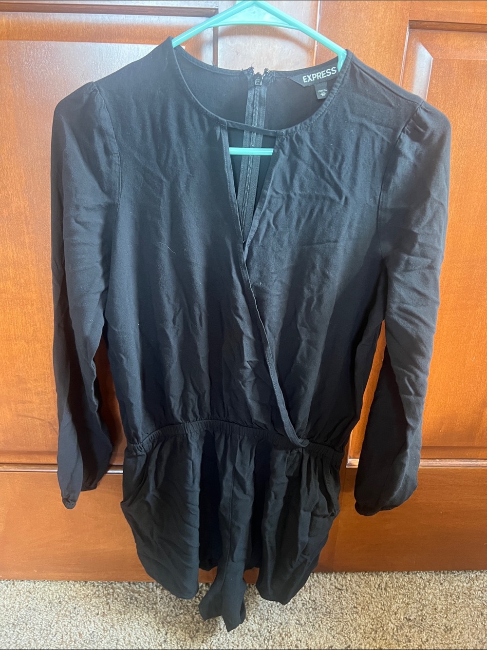 Express Black Long-Sleeve Wrap jumper